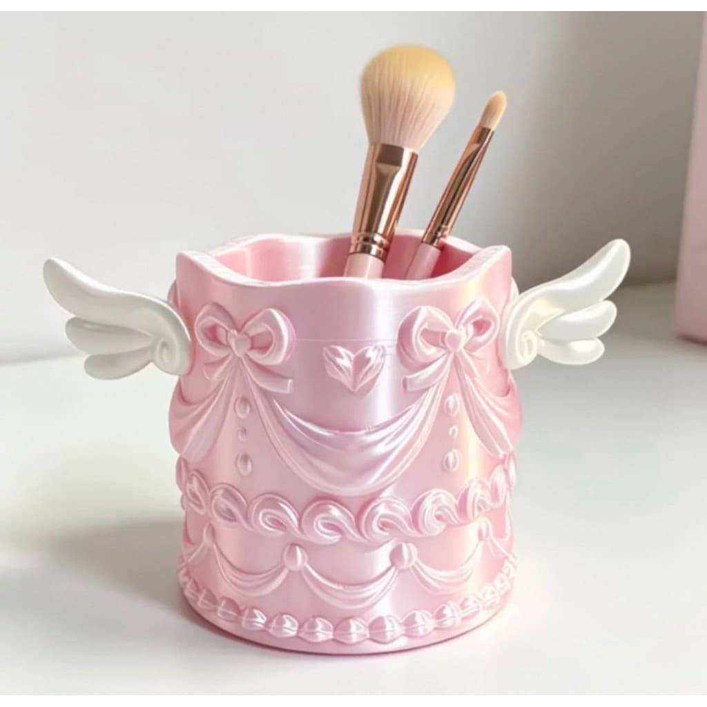 Lọ đựng cọ trang điểm Angel Ribbon -Khắc tên theo yêu cầu